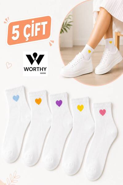 WORTHY SOCKS Pachet de 5 șosete cu model de inimă 5 perechi