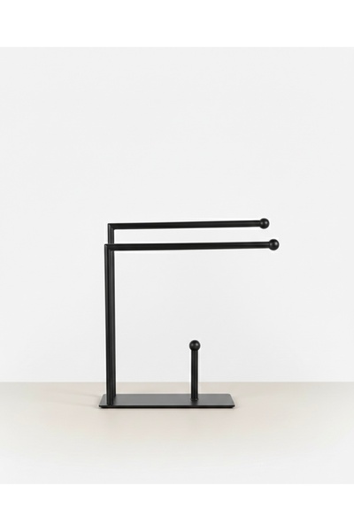 Dersel Dekor Modern Matte Black Metal Paper Towel Holder and Towel Rack – Countertop Standing Organizer