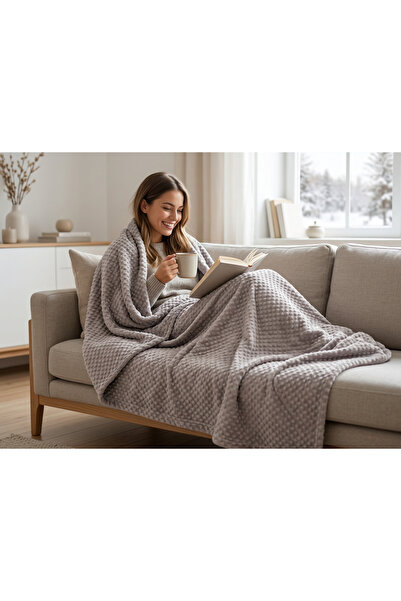 MİNK Solana Lüks Vizon Battal Boy Battaniye 992 Kahve 220x240 &hem Battaniye ...
