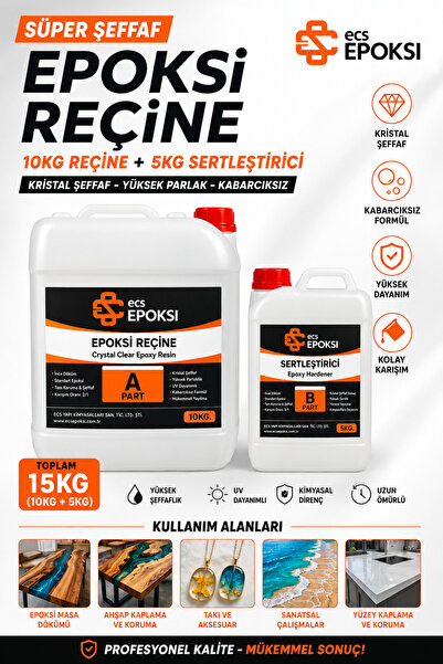 Ecs Süper Şeffaf Epoksi Reçine 10kg & Sertleştirici 5kg