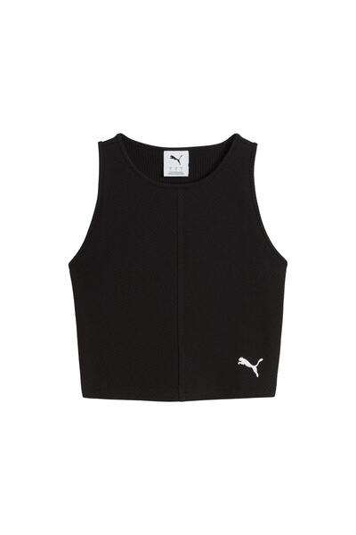 Puma 629765-01 Wardrobe Ess Ribbed Crop Top Kadın T-Shirt Siyah