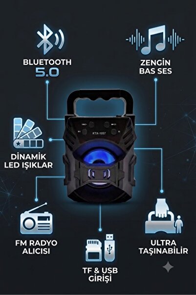 gold light 1057 Fm Radyolu Mini Taşınabilir Müzik Çalar Kutusu Bluetooth'lu S...