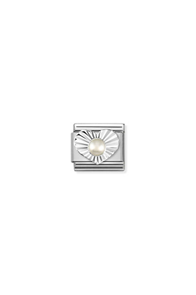 NOMİNATİON Composable Classic Dekoratif Link - Taşlar Kalp Elmas - Beyaz inci...