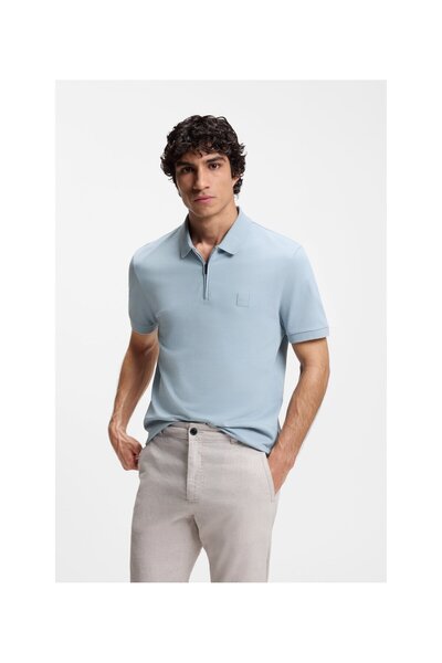 BOSS Logolu Esnek Pamuklu Dar Kalıp Polo T-shirt