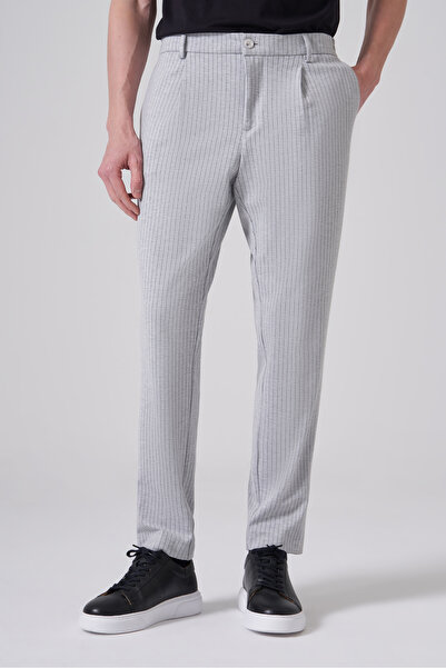 Morven Pantaloni slim fit cu dungi gri pentru bărbați