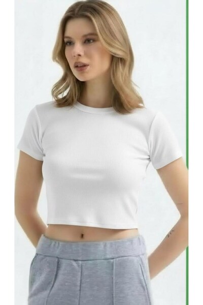 Mercan Kids Women's Crew Neck Short Sleeve Crop Body
