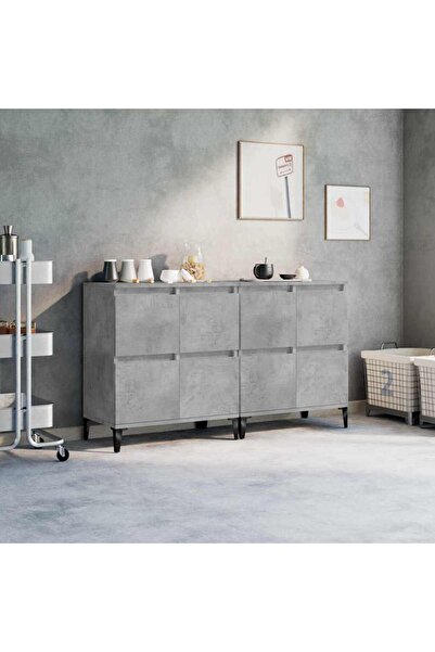 Concept Servante, 2 buc, gri beton, 60x35x70 cm, lemn prelucrat
