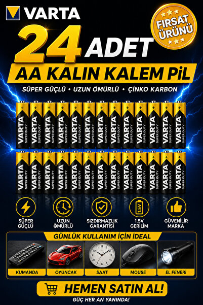 ANI OFİS KIRTASİYE A K Aa Kalın Kalem Pil 24'lü | Süper Güçlü | Uzun Ömürlü Ç...