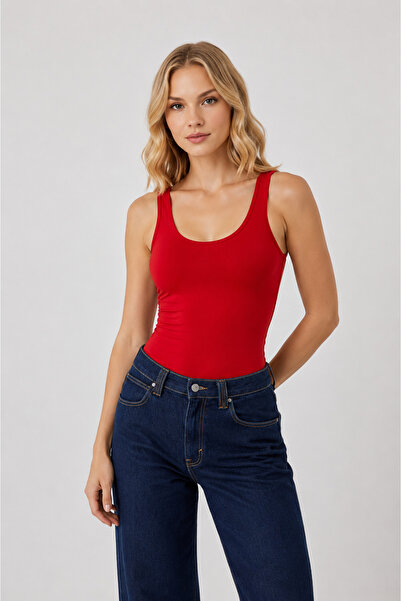 CloudyMood Kadın Slim Halter Yaka Kolsuz Çıtçıtlı Siyah Atlet