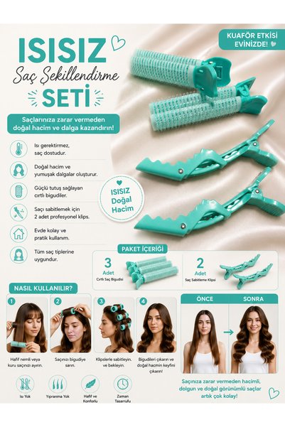 SEVRU 2-Pack Hair Curler with Clips, 2 Pieces of Hair Clips, Hair Holder for Volume Enhancement, Latch-On Curler