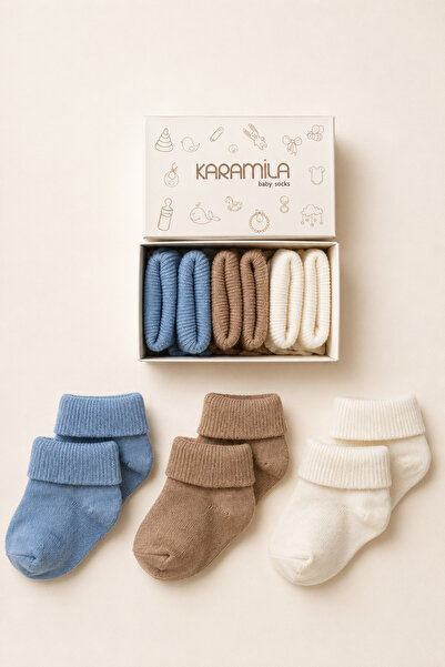 KARAMİLA 3'lü Set Bebek Bambu Çorap -Baby Bamboo Socks - Yenidoğan Çorap