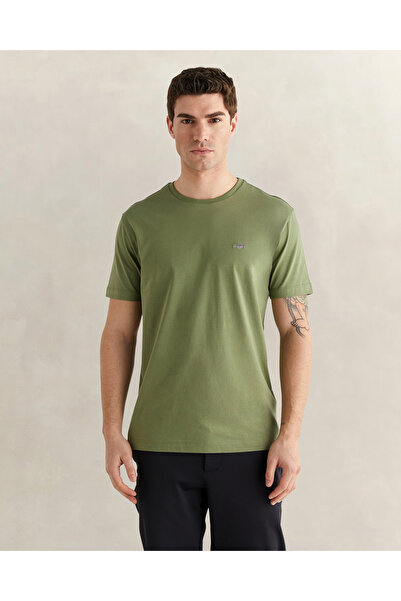 Gant Erkek Yeşil Bisiklet Yaka Regular Fit Logolu T-Shirt