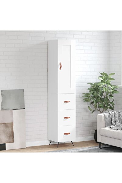 Concept Dulap înalt, alb extralucios, 34,5x34x180 cm, lemn prelucrat