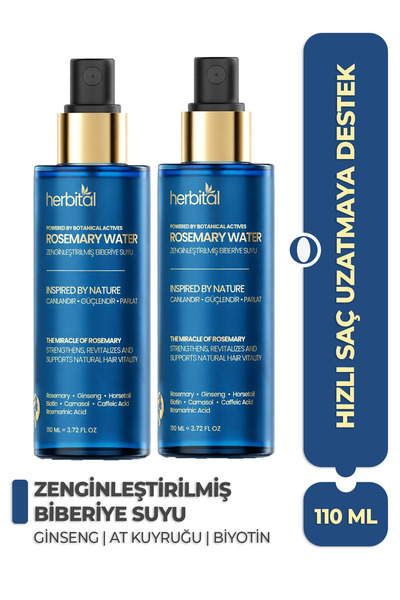 Herbital Biberiye Suyu 2'li Set | Yoğun Aktif Ekstraktlı | Hızlı Saç Uzatma –...