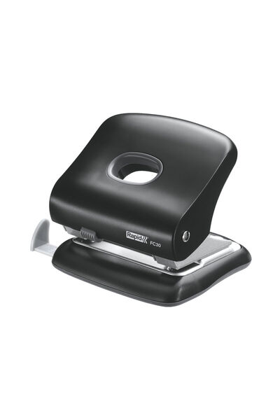 Rapid Perforator din plastic negru cu 2 găuri, 30 de coli