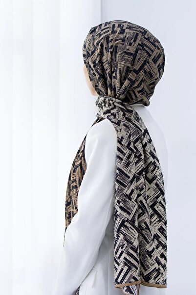 Vissona KREP DEGRADELİ ÇİZGİ DESENLİ VİZON RENKLİ 75X195 KIRIŞMAZ ŞAL