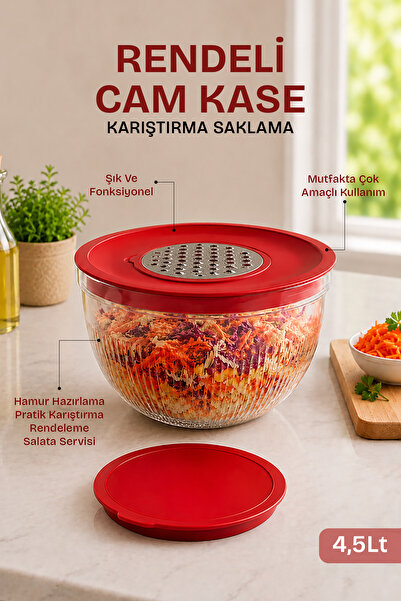 naturelove Grated Mixing Storage Container - Multi-Purpose Glass Bowl - Kitch...
