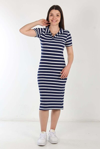 Mckanzie 6167 Rochie tip camisole cu guler polo cu plăcuță în față