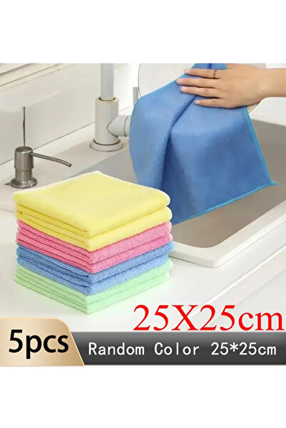 Choice12 5pcs Random Colors Kitchen Towel, Ultra-fine Fiber Light Gray Cleani...