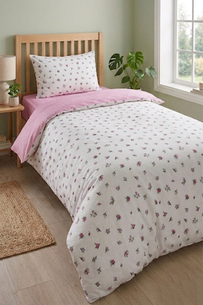 LaLiva Thiny Rose Single Duvet Cover Set with Elastic Band, Natural Healthy C...