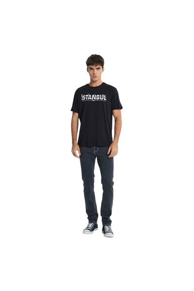 Lee Cooper Μπλουζάκι με κανονική εφαρμογή με λαιμόκοψη 100% βαμβακερό μαύρο