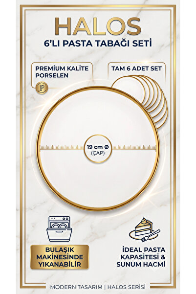 The Mia Halos Cake Plate 6 Pieces Gold
