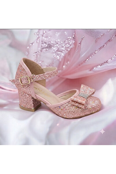 PATİK BEBE Girls' Pink Colored Mini-Heel Comfortable Stylish Dress Shoes