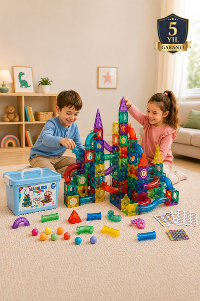 Magblock 268 Parça Yapı Blokları ve Silindirler Manyetik Oyuncak Seti Saklama...