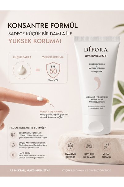 Difora Spf50+ Anti-Blemish Brightening Tone Equalizing Moisturizer Mineral Filtered Tinted Sunscreen 50ml