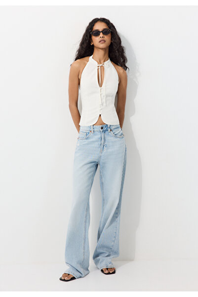 Stradivarius Qipao halter yaka düğmeli üst