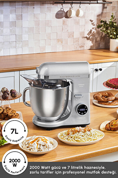 Karaca Mastermaid Chef Ultra D2000W Dijital Ekranlı Hamur Yoğurma Makinesi Silver 7L