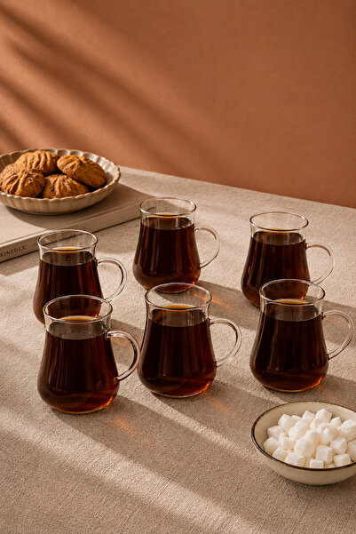 Tutku Home 6'lı Borosilikat Cam Çay Bardağı 200 ML