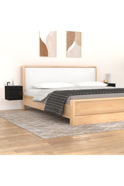Concept Dulapuri de perete, 2 buc, negru, 31,5x30x30 cm, lemn masiv pin