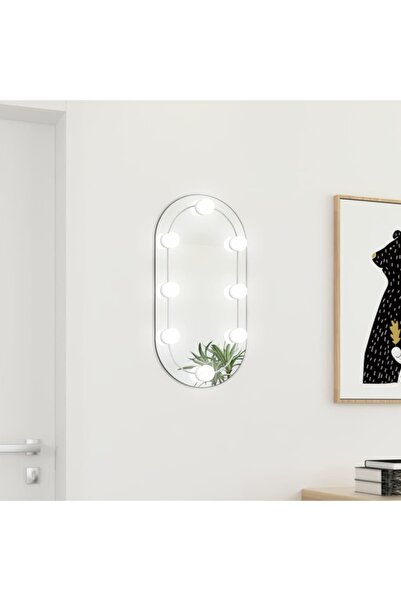 Concept Oglindă cu lumini LED, 60x30 cm, sticlă, oval