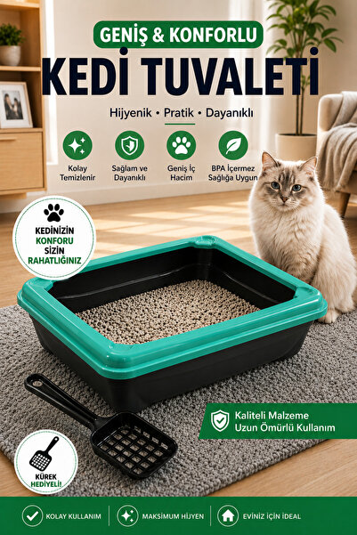 Yıldızhane Kedi Tuvaleti Açık Tuvalet Kabı Kürek ile Gönderilir