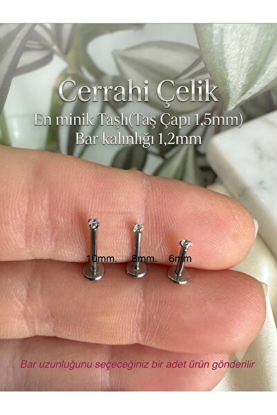 Bylin %100 Cerrahi Çelik Pıercıng Dudak /kulak/burun- Taş Çapı 1,5 Mm(EN KÜÇÜ...