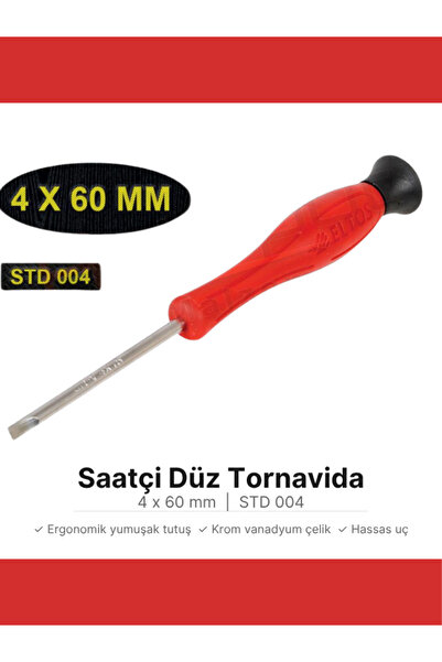Eltos Std004 Saatçi Tornavida Düz 4x60 mm - 1 Adet