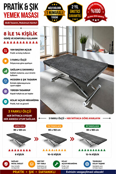 SEHPAM AKILLI Yan Baştan Açılır Akıllı Yemek Masası Oval Mdf Tabla Alt Mekani...