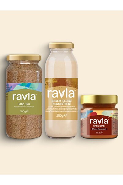 Ravla 3'lü Ürün - Badem Içeceği Konsantresi - 250g /salgı Balı (MEŞE KAYNAKLI...