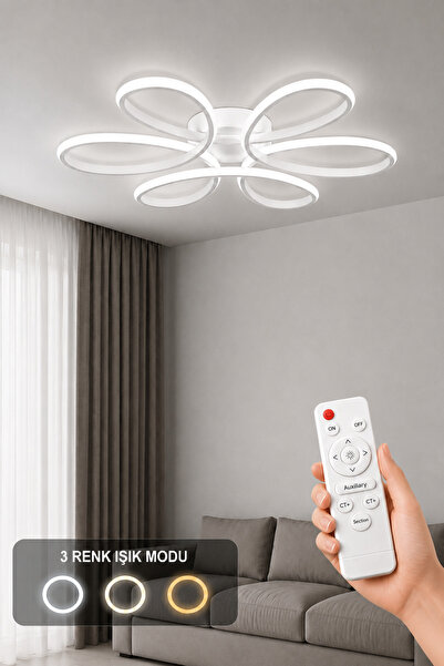 AvizeGO Niva LED Plafonyer Avize 3 Renk Kumandalı