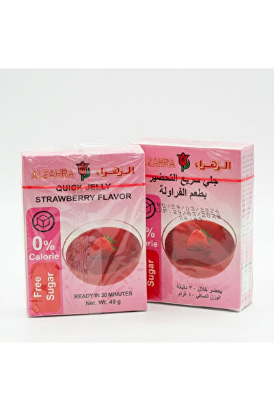AL SHERESH FOOD Quick Jelly Strawberry Flavor - Sugar-Free Size 40g with Stra...