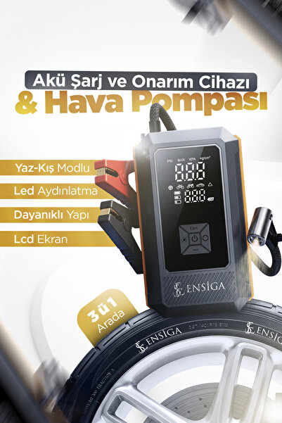 EN SİGA Akü Takviye Cihazı Lastik Şişirme Pompası MAh LED Ekranlı 150PSI Hava...
