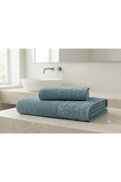ŞENER HOME Bade Bath Set of 2, Bath and Head Towel - Mint