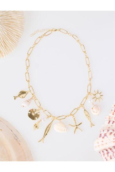 Jimmy Key Gold Color Sea Themed Chain Charm Necklace