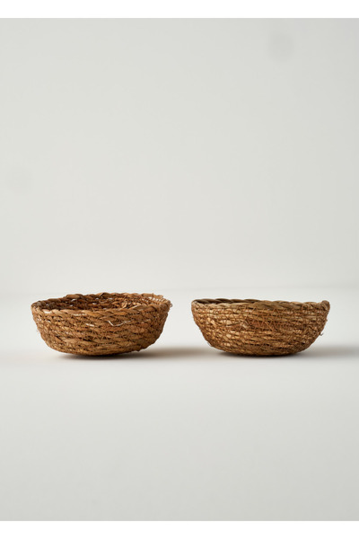 Bella Maison سلة كارمن الخوص 2 قطعة طبيعية (15×4 سم)