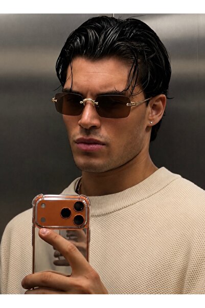 PİYESBOUTİQUE Ares Men's Square Rectangular 56-19-141 Eşref Single Sunglasses...