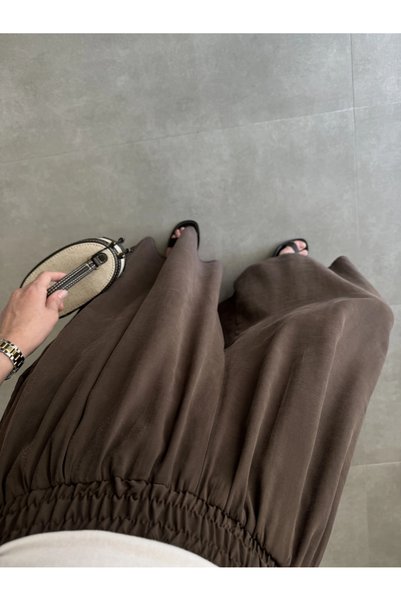 QUAWEAR Beli Lastikli Yanları Cepli Modal Kumaş Pantolon Etek