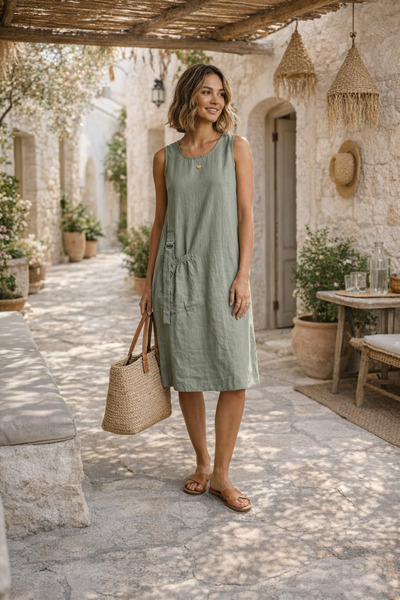 HC Kids Wear 100% βαμβακερό άνετο φόρεμα με τσέπες