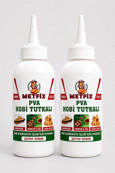 METFİX 2 ADET 150 Gr PVA Hobi Tutkalı Şeffaf Güçlü Yapıştırıcı Ahşap Kağıt Ka...