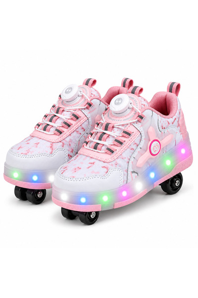 helinaria Işıklı Patenli Çocuk Ayakkabısı 4 Tekerlekli LED Sneaker Kız Erkek ...